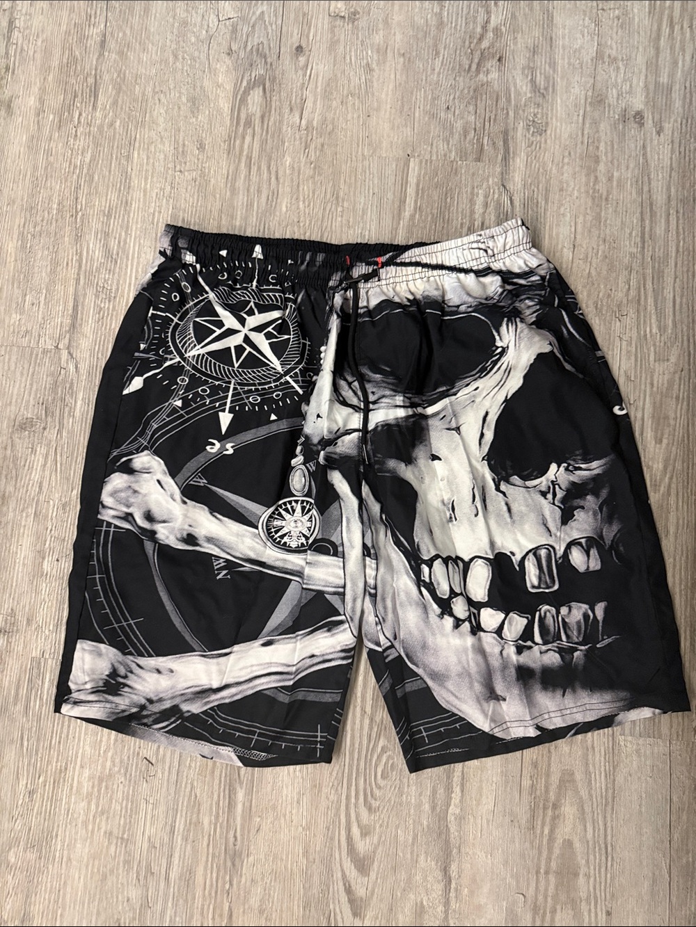 O'Neill Black and White Skull Compass Swim Shorts